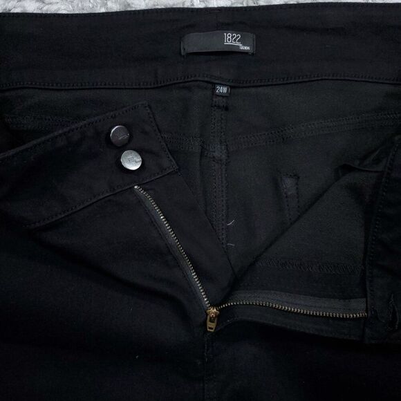 1822 Denim Crop Skinny Jeans Stretch Black Women's Plus Size 24W Re:Denim - Picture 5 of 10